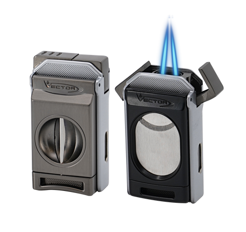 Vector Switch Double Flame Torch Lighter with Cigar Cutter