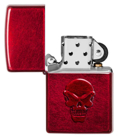 Zippo Lighter - Dooms Die Skull Face Candy Apple Red Zippo Zippo