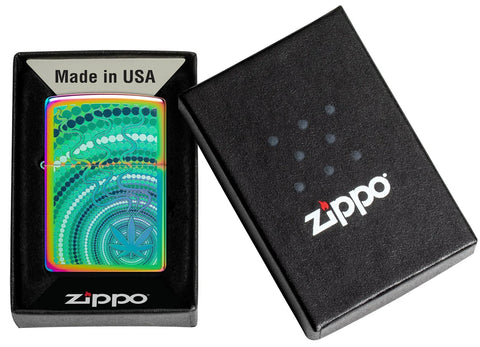 Zippo Lighter - Multi Color Cannabis Leaf