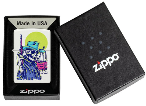 Zippo Lighter - Neon Wild West Skeleton