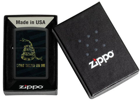 Zippo Lighter - Don't Tread On Me Gadsden Black Flag