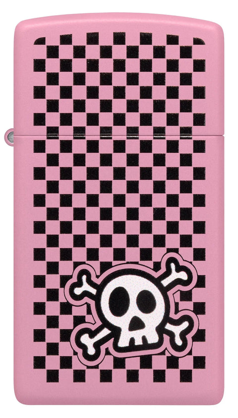 Zippo Lighter - Slim Checkered Skull