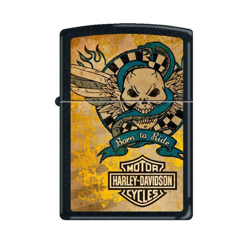 Zippo Lighter - Harley Davidson Snake Born to Ride Black Matte Zippo Zippo