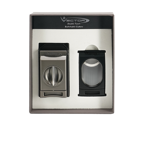 Vector Switch Double Flame Torch Lighter with Cigar Cutter