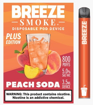 Breeze Smoke Plus - Disposable Pod Device Vape Juice Breeze Smoke Peach Soda  