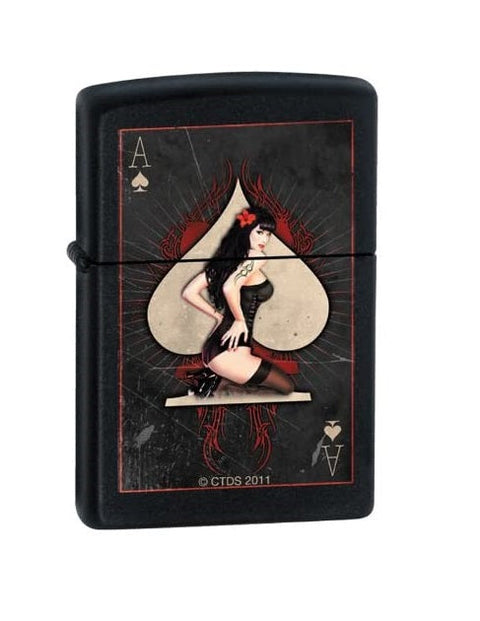 Zippo Lighter - Ace of Spade Pin-Up Girl - Lighter USA