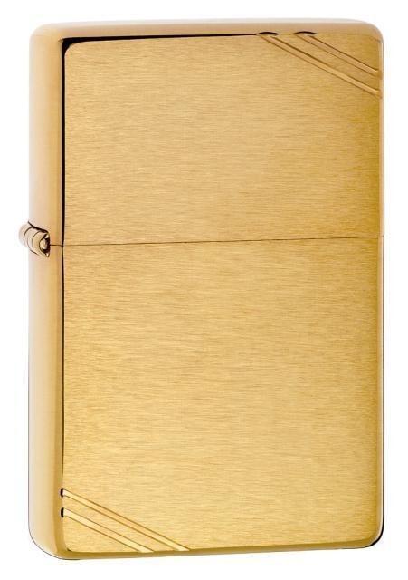 Zippo Lighter - Vintage Brushed Brass w/ Slashes - Lighter USA