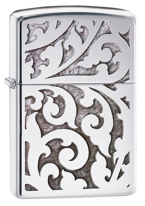 Zippo Lighter - Filigree High Polish Chrome - Lighter USA