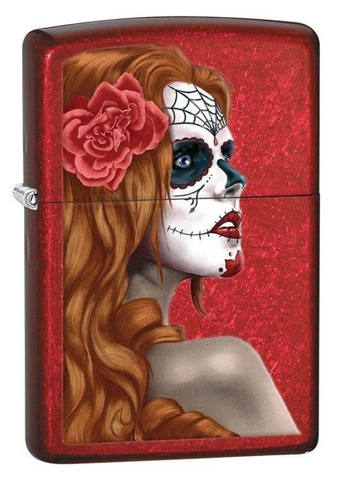 Zippo Lighter - Day of the Dead Candy Apple Red - Lighter USA