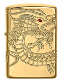 Zippo Lighter - Asian Dragon Armor High Polish Gold - Lighter USA