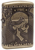 Zippo Lighter - Steampunk Skull Antique Brass - Lighter USA