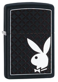 Zippo Lighter - Playboy w/ Curved Diamond Pattern Black Matte - Lighter USA