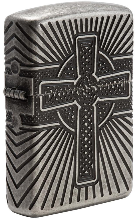 Zippo Lighter - Armor Celtic Cross Armor Antique Silver - Lighter USA