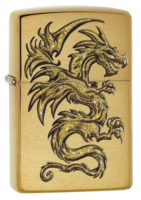 Zippo Lighter - Golden Dragon brushed brass - Lighter USA