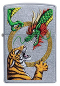 Zippo Lighter - Tiger vs. Chinese Dragon Street Chrome™ - Lighter USA