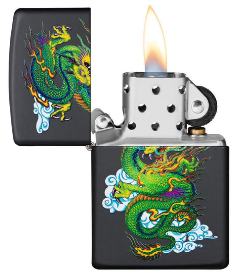 Zippo Lighter - Cloudy Dragon Black Matte - Lighter USA