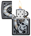 Zippo Lighter - Skull Clock Black Matte - Lighter USA