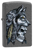 Zippo Lighter - Wolf Skull Feather Design - Lighter USA