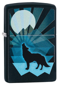 Zippo Lighter - Wolf and Moon Black Matte - Lighter USA