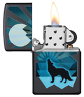 Zippo Lighter - Wolf and Moon Black Matte - Lighter USA