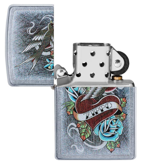 Zippo Lighter - Vintage Tattoo Street Chrome - Lighter USA