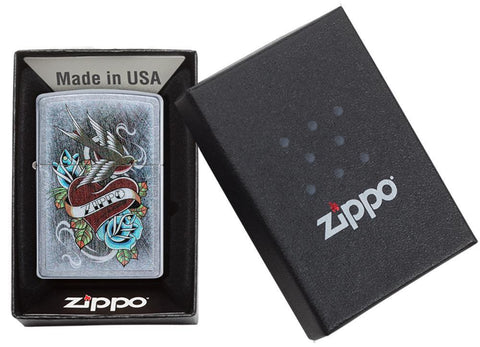 Zippo Lighter - Vintage Tattoo Street Chrome - Lighter USA