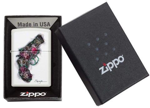 Zippo Lighter - Spazuk Floral Gun Soot - Lighter USA