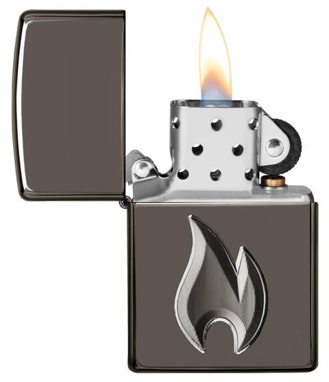 Zippo Lighter - Zippo Flame Design Black Ice - Lighter USA