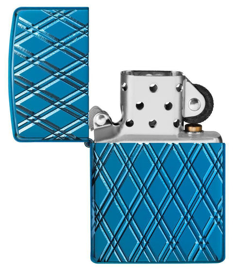 Zippo Lighter - Diamonded Carved High Polish Blue - Lighter USA