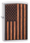 Zippo Lighter - WOODCHUCK USA American Flag Street Chrome - Lighter USA