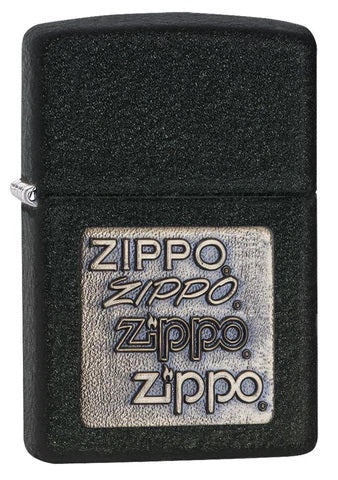 Zippo Lighter - Black Crackle Gold Zippo Logo - Lighter USA