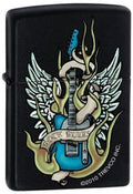 Zippo Lighter - Rock Rules Winged Guitar - Lighter USA