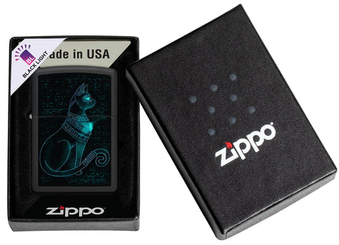 Zippo Lighter - Black Light Spiritual Cat