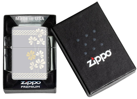 Zippo Lighter - Celtic Knot Clovers