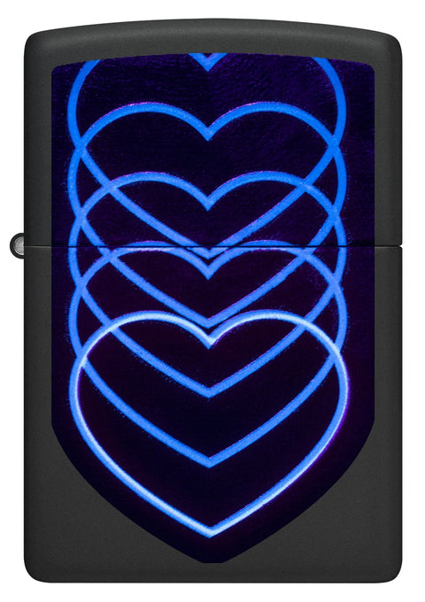 Zippo Lighter - Black Light Hearts