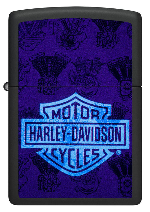 Zippo Lighter - Harley Davidson Black Light Logos