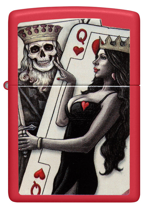 Zippo Lighter - Red Skull King Queen Beauty