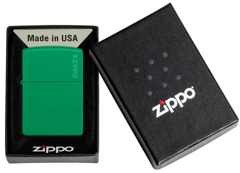 Zippo Lighter - Green Grass Matte w/ Zippo Logo