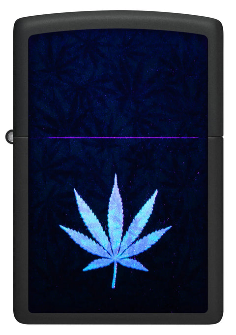 Zippo Lighter - Black Light Cannabis