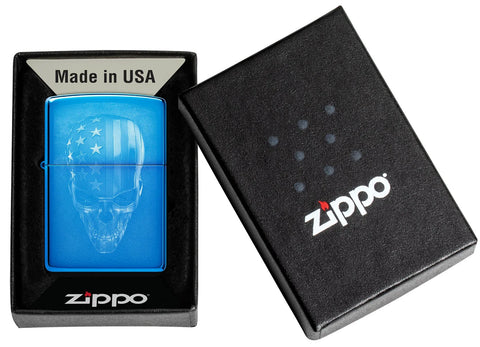 Zippo Lighter - American Skull Flag