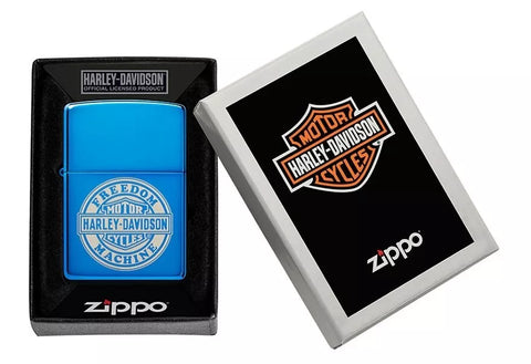 Zippo Lighter - Harley Davidson High Polish Blue