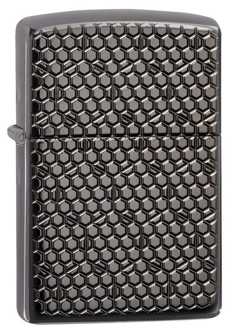 Zippo Lighter - Hexagon Deep Carve Black Ice - Lighter USA