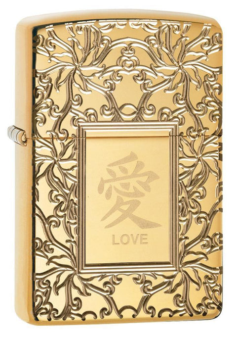 Zippo Lighter - Chinese Love High Polish Brass - Lighter USA