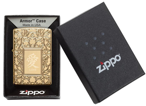 Zippo Lighter - Chinese Love High Polish Brass - Lighter USA