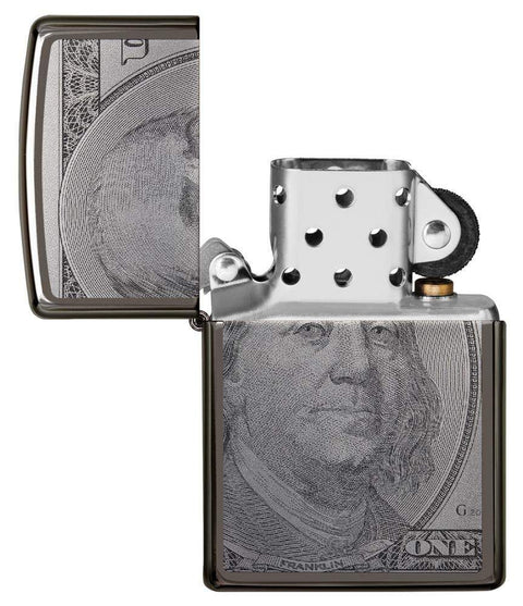 Zippo Lighter - "It's all about the Benjamin's, baby" Black Ice - Lighter USA