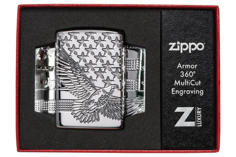 Zippo Lighter - Patriotic Eagle w/ Stars Design - Lighter USA