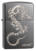 Zippo Lighter - Sharp Chinese Dragon Black Ice - Lighter USA