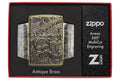 Zippo Lighter - Freedom Skull Antique Brass - Lighter USA