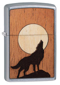 Zippo Lighter - Woodchuck Howling Wolf Street Chrome - Lighter USA