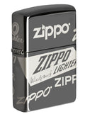 Zippo Lighter - Multi Zippo Logos Black Ice - Lighter USA